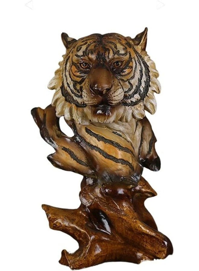 Home Decoration Arts Animal Head Sculptures Craft Ornaments (Wood Tiger head) - Image 1