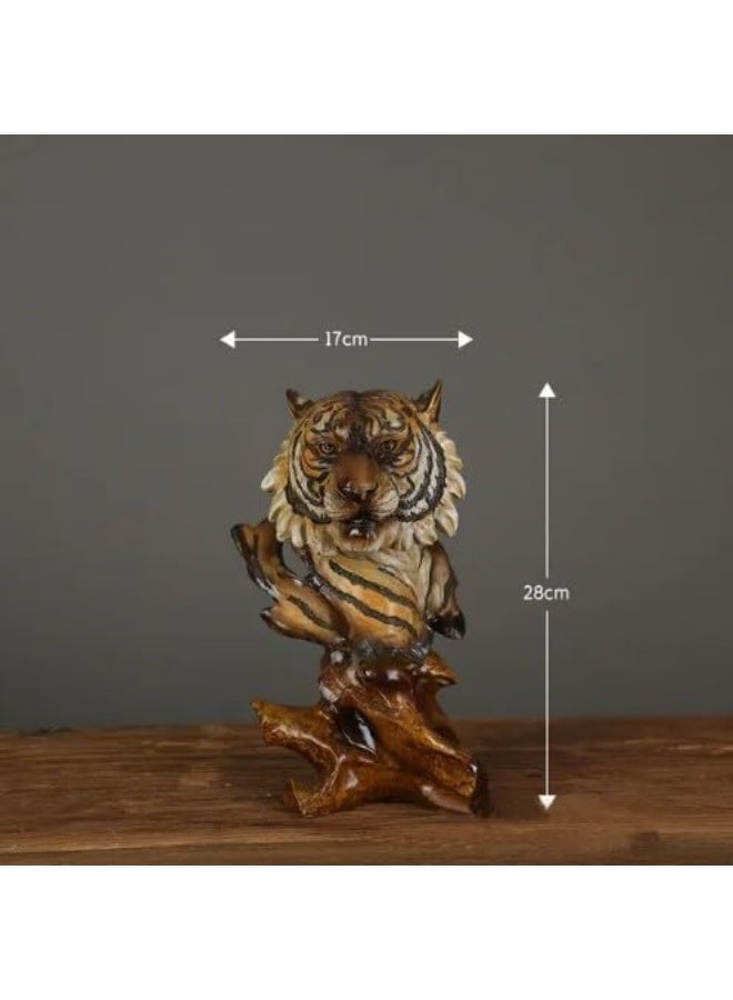 Home Decoration Arts Animal Head Sculptures Craft Ornaments (Wood Tiger head) - Image 2