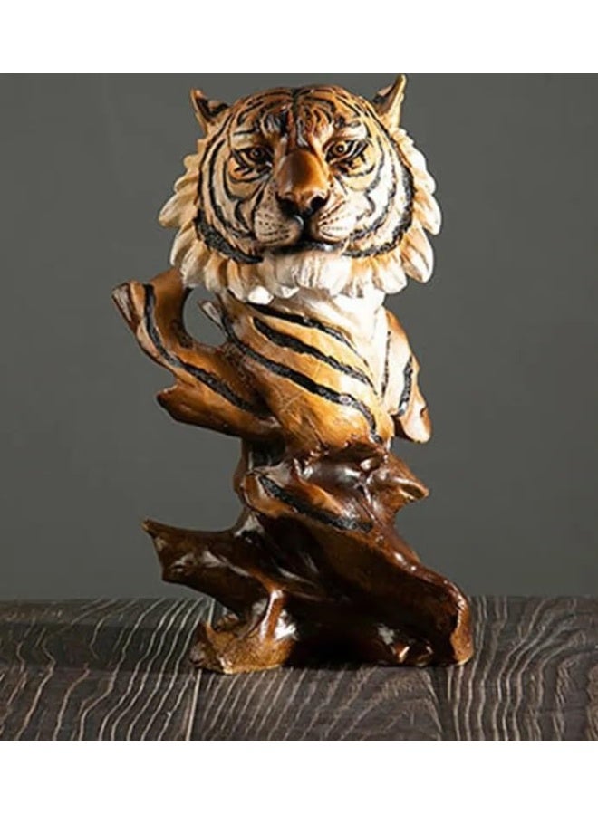 Home Decoration Arts Animal Head Sculptures Craft Ornaments (Wood Tiger head) - Image 4