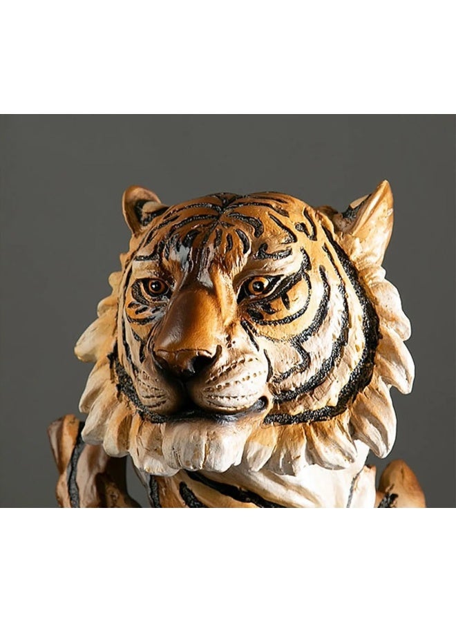 Home Decoration Arts Animal Head Sculptures Craft Ornaments (Wood Tiger head) - Image 3