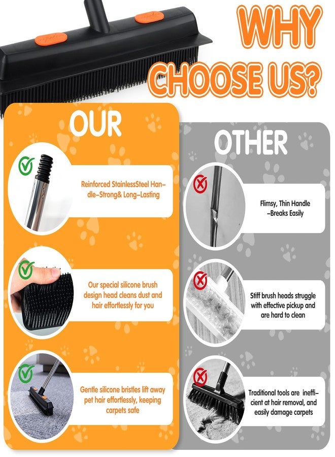 Fantspati Carpet Rake for Pet Hair Removal, 5 in 1 Reusable Pet Hair Removal Tool Kit, Cat & Dog Hair Carpet Rake, Adjustable Long Handle Pet Hair Removel Tool, Pet Hair Broom for Carpet, Rugs, Mats, Furniture - Image 2