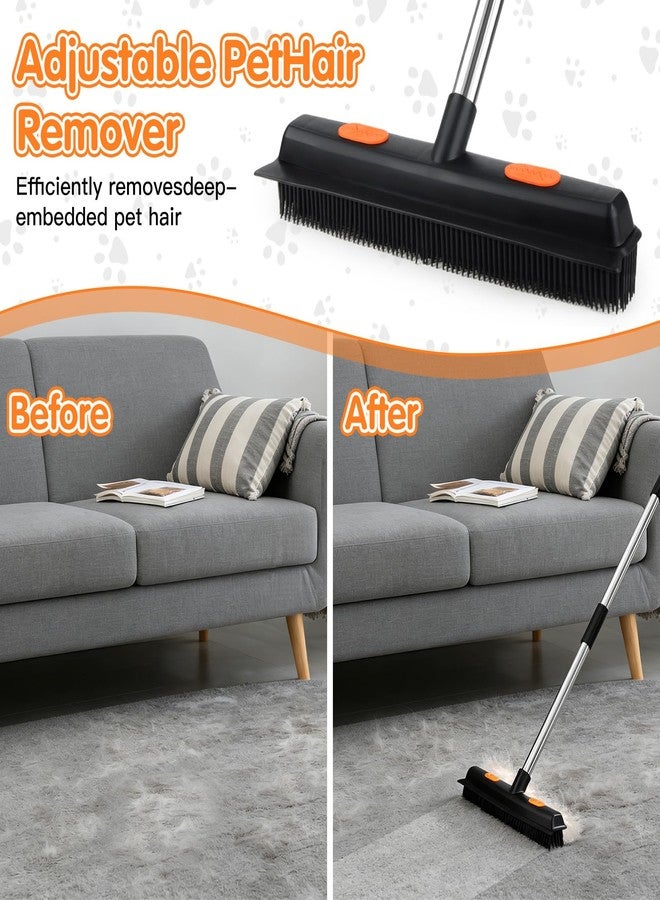 Fantspati Carpet Rake for Pet Hair Removal, 5 in 1 Reusable Pet Hair Removal Tool Kit, Cat & Dog Hair Carpet Rake, Adjustable Long Handle Pet Hair Removel Tool, Pet Hair Broom for Carpet, Rugs, Mats, Furniture - Image 3