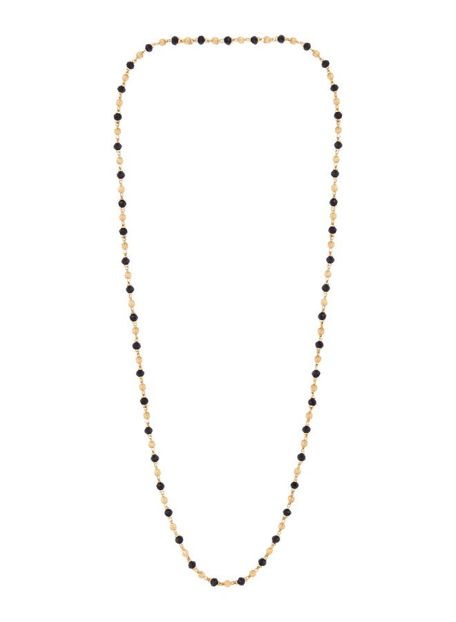 KBR® Women Traditional Black Bead Chain and Gold Plated Pearl Neck Chain Suitable for Women & Girls Wedding, Engagement and Anniversary (Black and Golden) - Image 1
