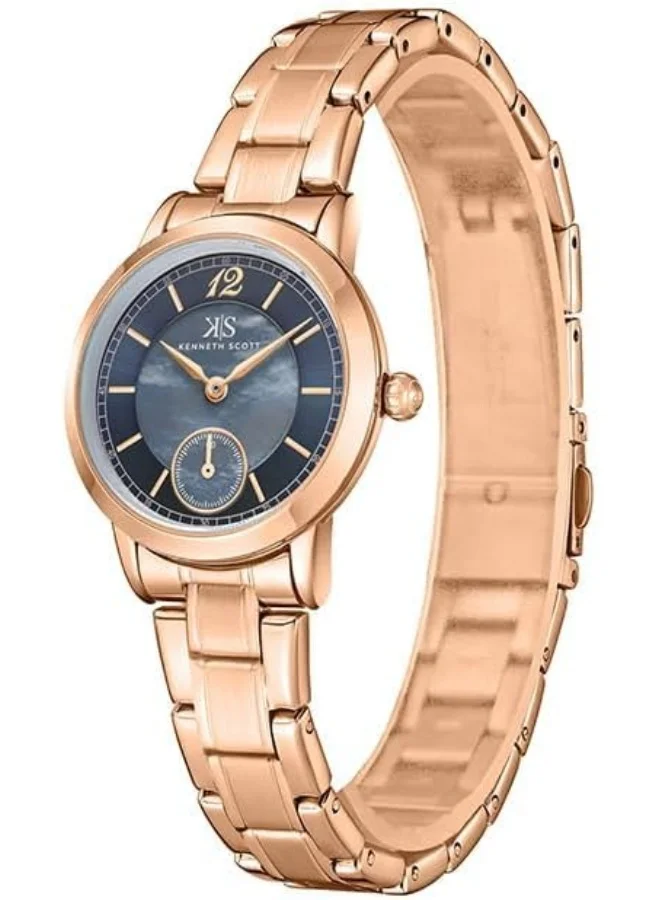 كينيث سكوت Kenneth Scott Women's 6T28 Movement Watch, Analog Display and Stainless Steel Strap - K23538-RBKML, Rose Gold