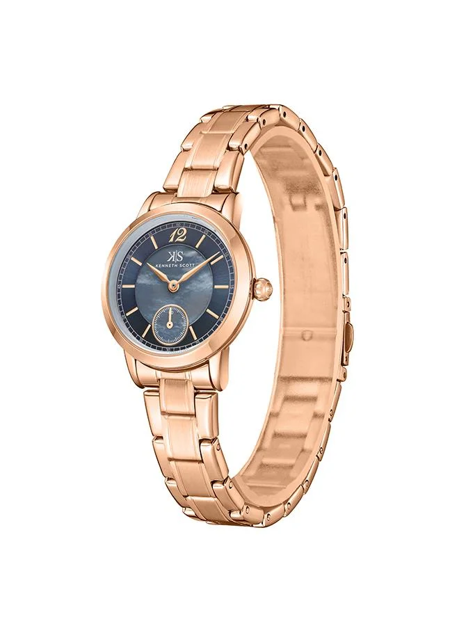 KENNETH SCOTT Kenneth Scott Women's 6T28 Movement Watch, Analog Display and Stainless Steel Strap - K23538-RBKML, Rose Gold
