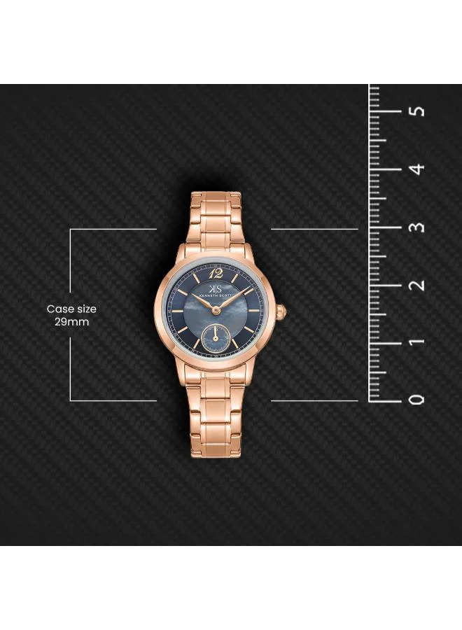 Kenneth Scott Blue Kenneth Scott Women's 6T28 Movement Watch, Analog Display and Stainless Steel Strap - K23538-RBKML, Rose Gold for Women | Best Price UAE