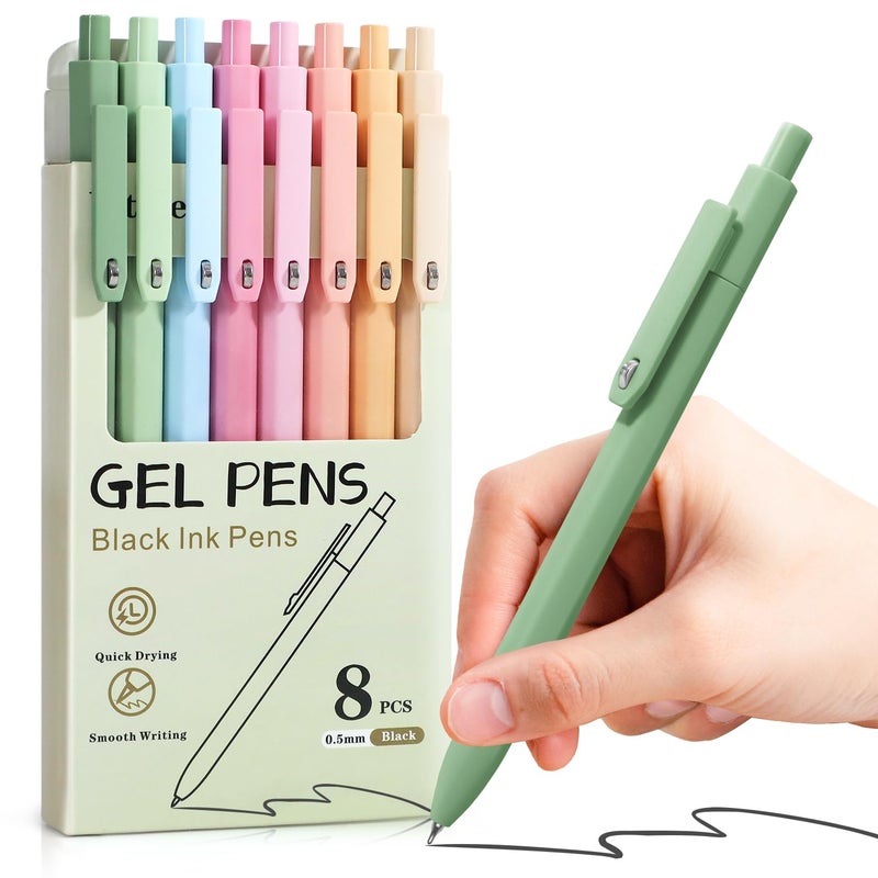 Vitoler Gel Pens,8pcs Cute Pens Black Ink,0.5 mm Fine Point Smooth Writing Pen,Quick Drying Pen for Teacher Supplies - Image 1