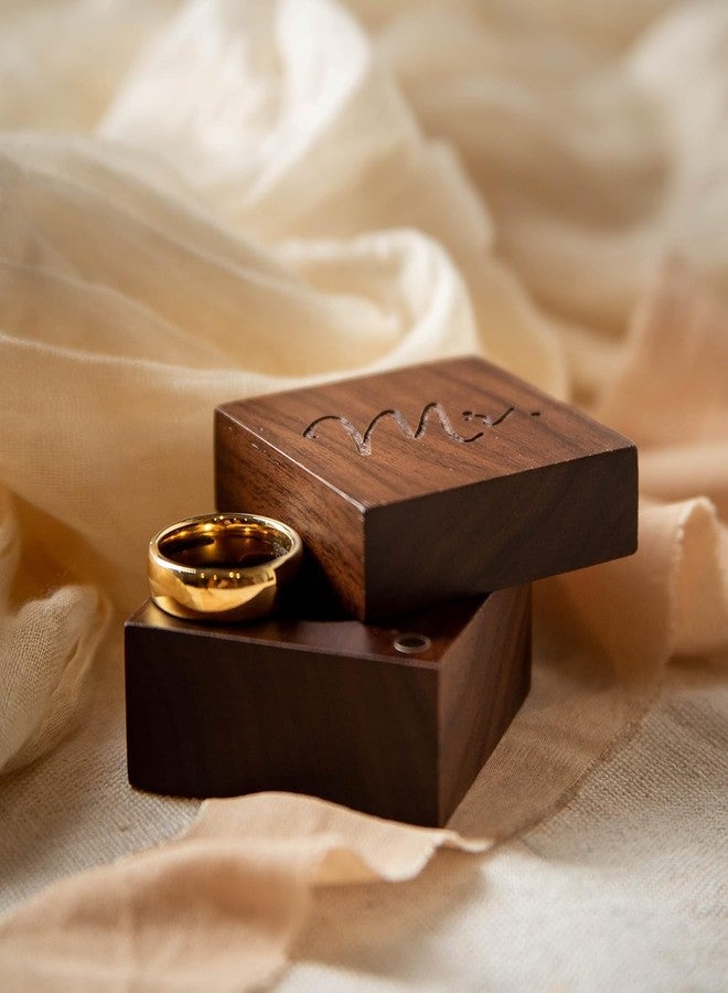 MUUJEE Mr Ring Box - Engraved Wooden Ring Box for Wedding Ceremony Ring Bearer Box - Anniversary Birthday Gift for Husband Him - Image 5