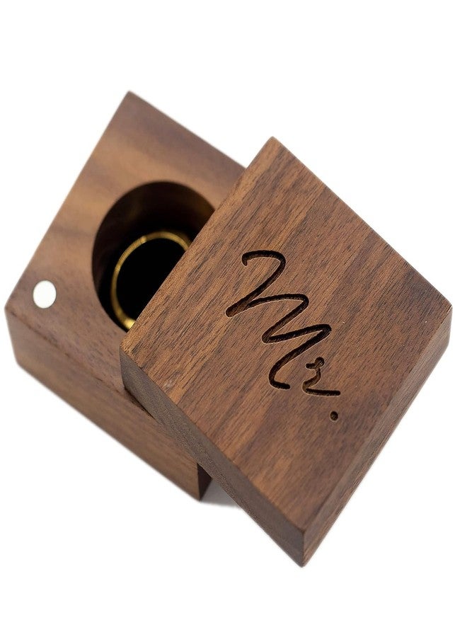 MUUJEE Mr Ring Box - Engraved Wooden Ring Box for Wedding Ceremony Ring Bearer Box - Anniversary Birthday Gift for Husband Him - Image 1
