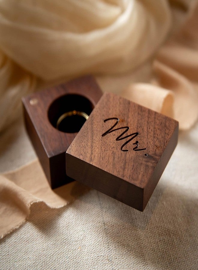 MUUJEE Mr Ring Box - Engraved Wooden Ring Box for Wedding Ceremony Ring Bearer Box - Anniversary Birthday Gift for Husband Him - Image 4