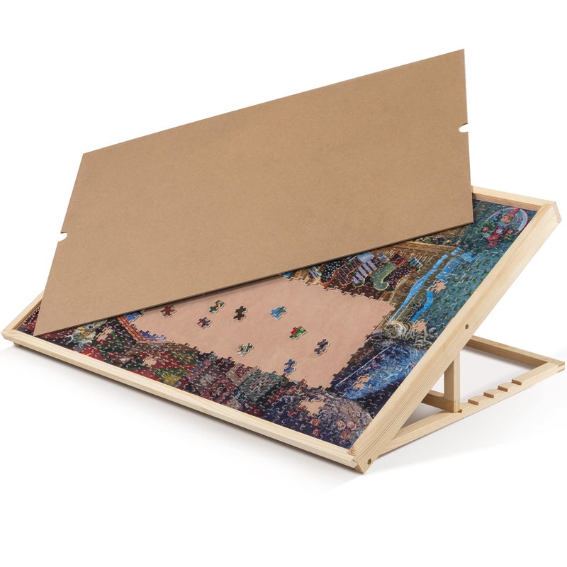 Lavievert 1000 Piece Tilting Jigsaw Puzzle Board with Wooden Cover Adjustable Puzzle Board with Builtin EaselStand Portable Puzzle Table with NonSlip Flannel Tabletop for Adults - Image 2