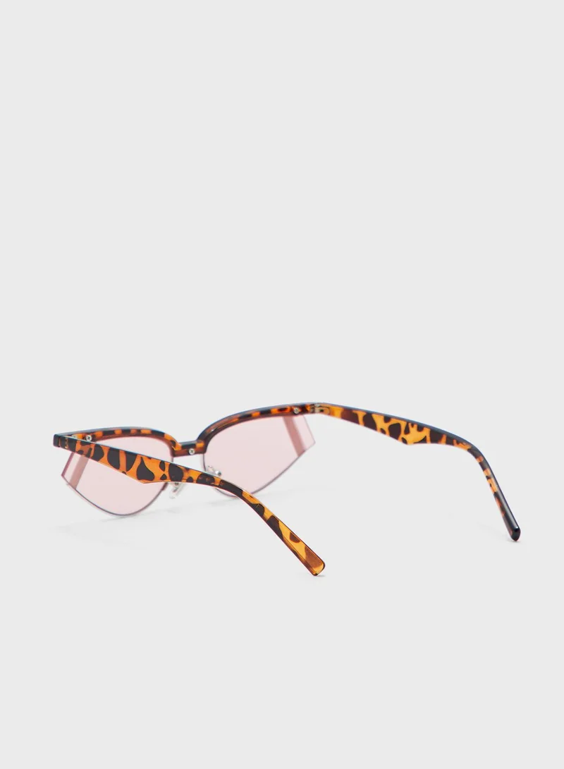 Ginger Leopard Cateye Sunglasses With Strip Lens Detail