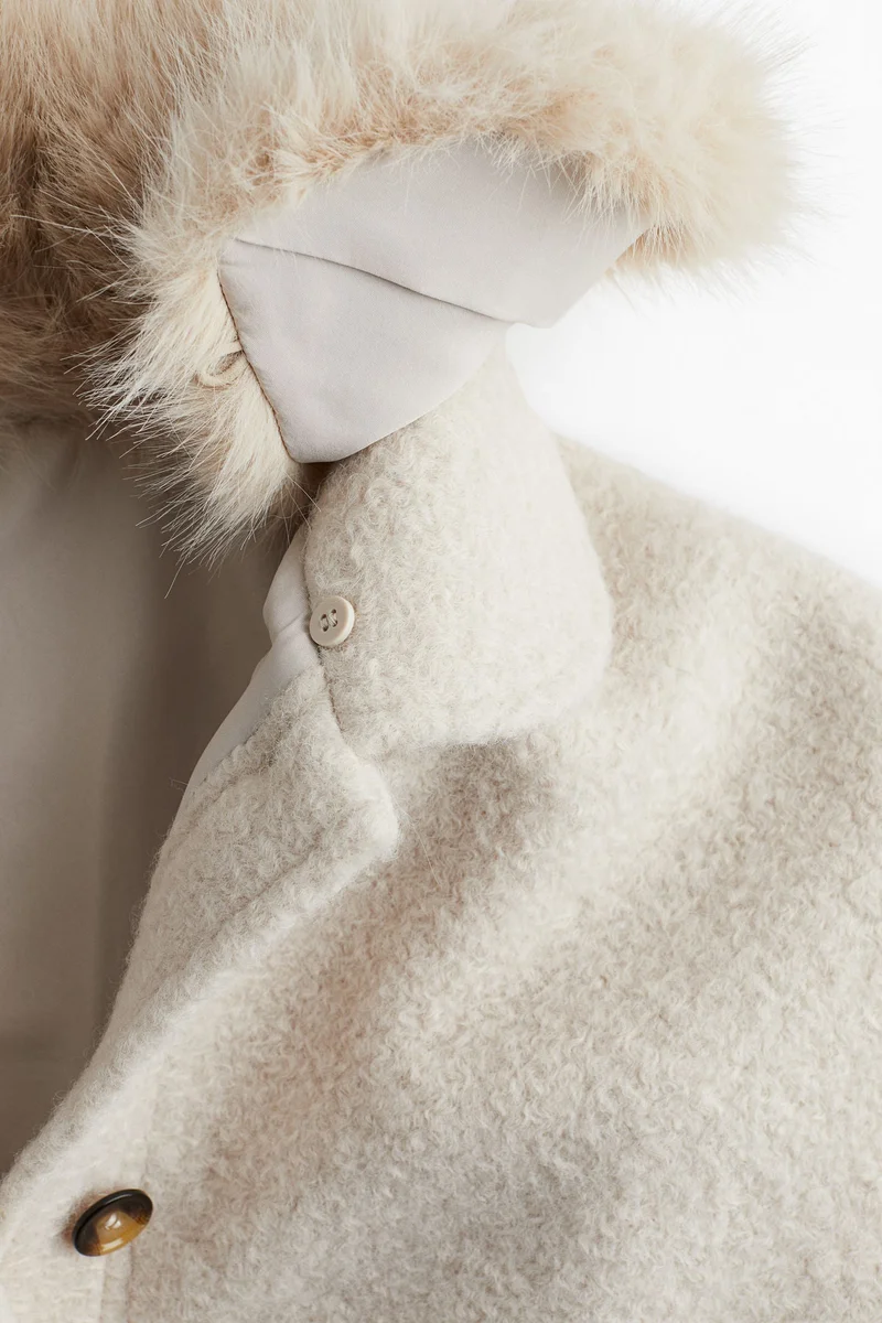 H&M Fluffy-Collar Twill Jacket