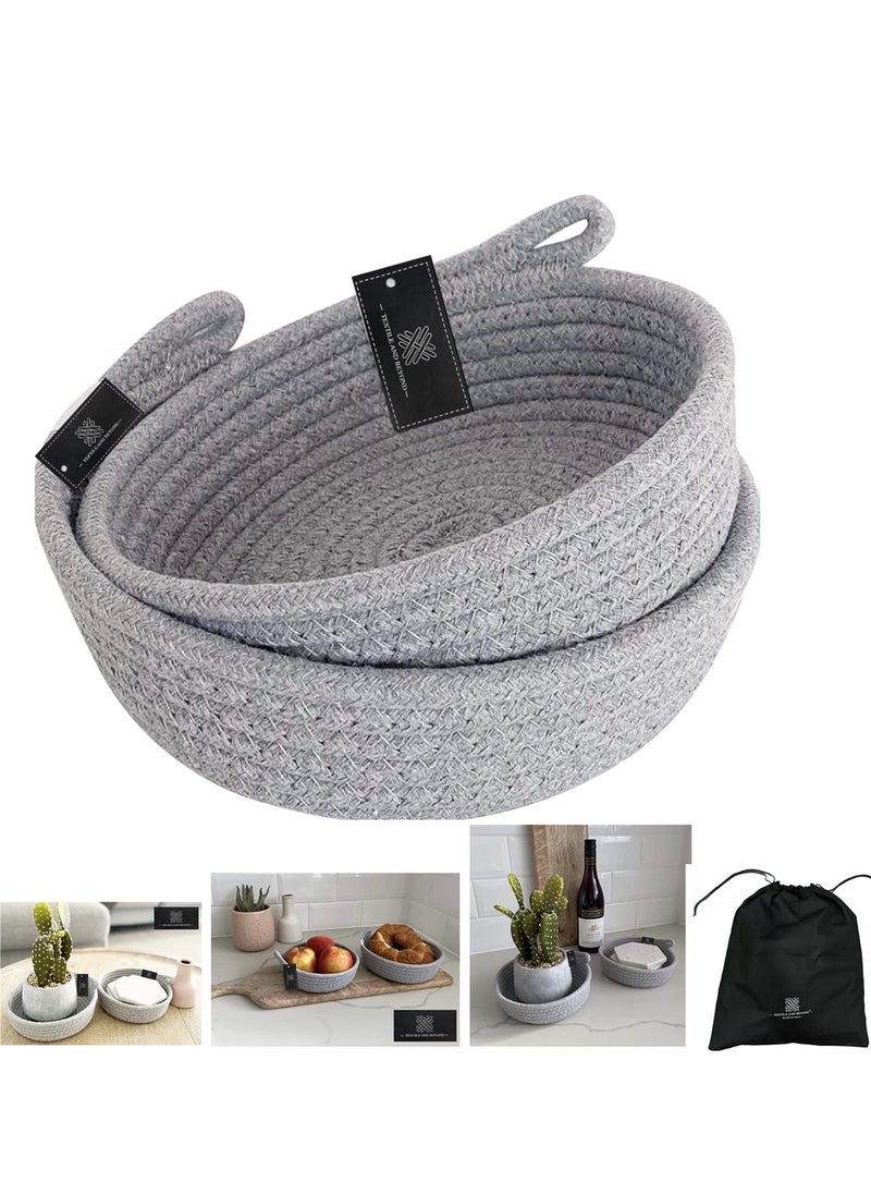 Textile and Beyond Textile and Beyond Boho Home Decor Jute Storage Boxes Set of 2 Rope Organizer for Living Room Kitchen and Washroom MultiPurpose Toy Hamper Laundry Basket  - Image 1