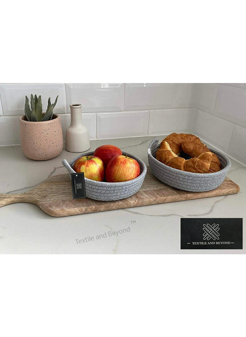 Textile and Beyond Textile and Beyond Boho Home Decor Jute Storage Boxes Set of 2 Rope Organizer for Living Room Kitchen and Washroom MultiPurpose Toy Hamper Laundry Basket  - Image 5