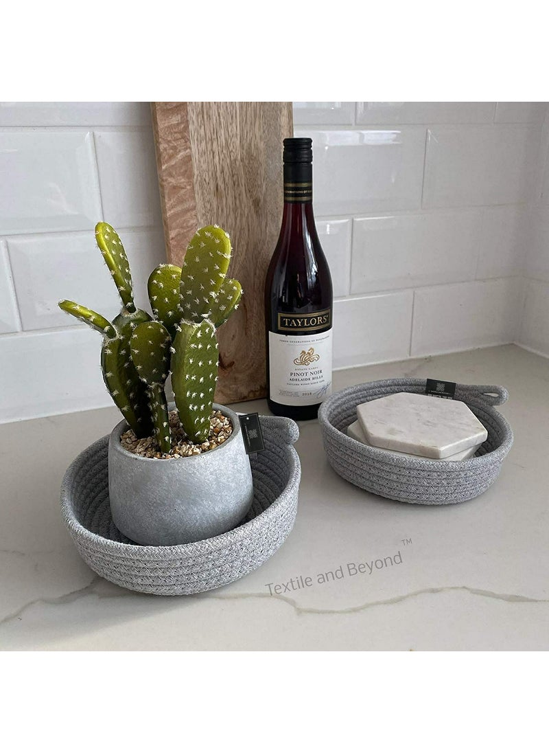 Textile and Beyond Textile and Beyond Boho Home Decor Jute Storage Boxes Set of 2 Rope Organizer for Living Room Kitchen and Washroom MultiPurpose Toy Hamper Laundry Basket  - Image 2