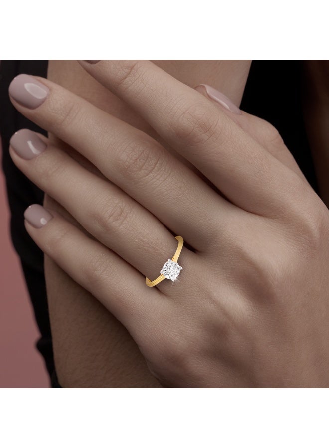 بفلح للمجوهرات خاتم خطوبة ألماس من الذهب الأصفر مع شهادة IDT - حصريًا لدى مجوهرات بفلح - Image 3