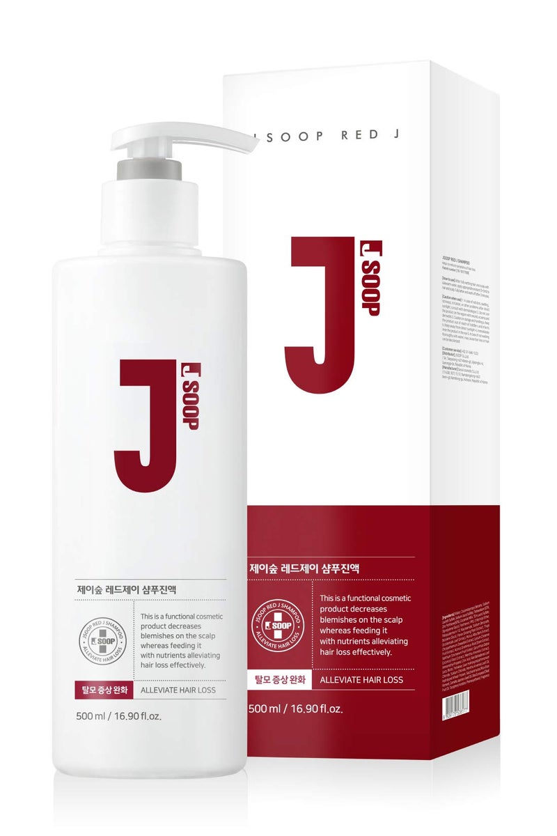 JSOOP Red J Shampoo 500ml(16.9 fl.oz) / Anti-hair loss, Low skin irritation, Reduces redness of the scalp - Image 3