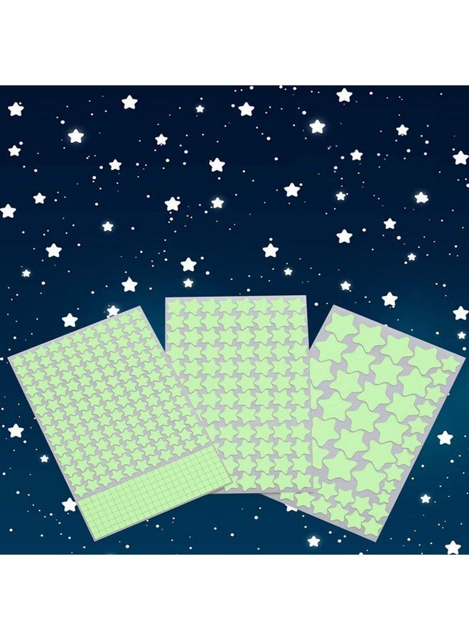 Aooyaoo Glow In The Dark Stars Wall Stickers, Glowing Stars For Ceiling And Wall Decals, 3D Glowing Stars,Excluding The Moon，Perfect For Kids Bedding Room Or Party Birthday Gift(452Pcs, Green) - Image 1
