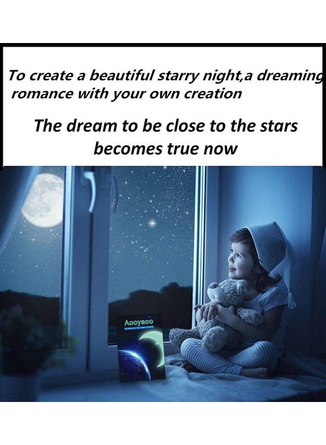 Aooyaoo Glow In The Dark Stars Wall Stickers, Glowing Stars For Ceiling And Wall Decals, 3D Glowing Stars,Excluding The Moon，Perfect For Kids Bedding Room Or Party Birthday Gift(452Pcs, Green) - Image 2