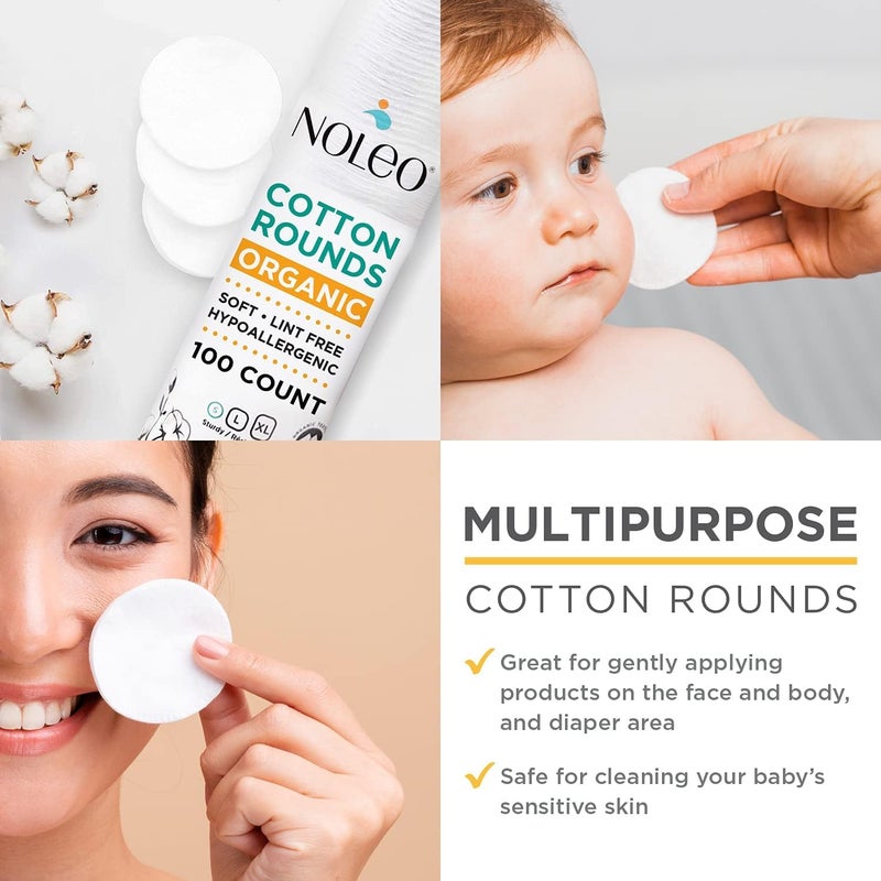 NOLEO Organic Cotton Rounds Compatible with Makeup Products, Eye Makeup Remover Pads and Baby Wipes, Small, 300 Count - Noleo - Image 4