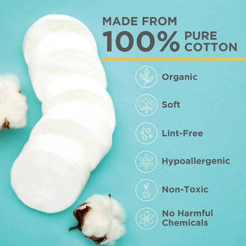 NOLEO Organic Cotton Rounds Compatible with Makeup Products, Eye Makeup Remover Pads and Baby Wipes, Small, 300 Count - Noleo - Image 2