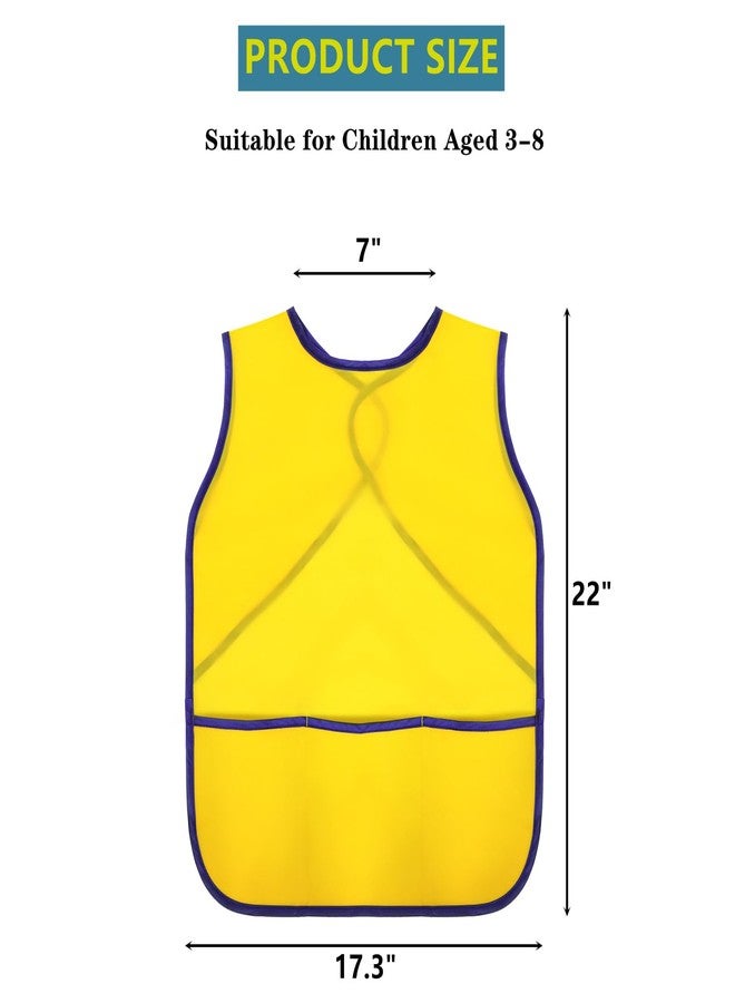 DEAYOU دييو 12 حزمة مريلة فنية للأطفال، مريلة فنانين مقاومة للماء مع 3 جيوب، مريلة بدون أكمام للأطفال من عمر 3-8 سنوات، للطهي، الخبز، الحرف، الفصل الدراسي، المطبخ، 4 ألوان - Image 2