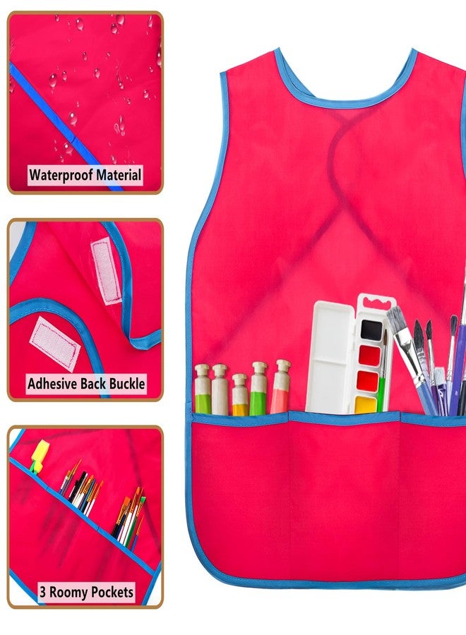 DEAYOU دييو 12 حزمة مريلة فنية للأطفال، مريلة فنانين مقاومة للماء مع 3 جيوب، مريلة بدون أكمام للأطفال من عمر 3-8 سنوات، للطهي، الخبز، الحرف، الفصل الدراسي، المطبخ، 4 ألوان - Image 5