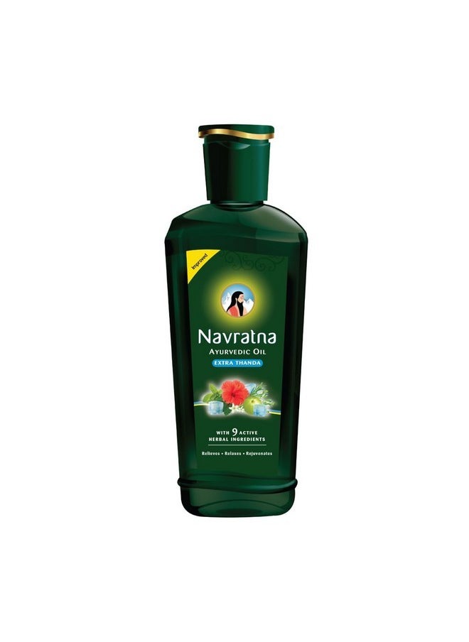 Navratna Extra Thanda Cool Oil | Unique Combination Of 9 Ayurvedic Herbs | Relieves Headache, Body Ache, Tiredness, Sleeplessness & Tension| Improves Scalp Health | Relaxing & Rejuvenating Cooling Effect | 300Ml  - Image 1