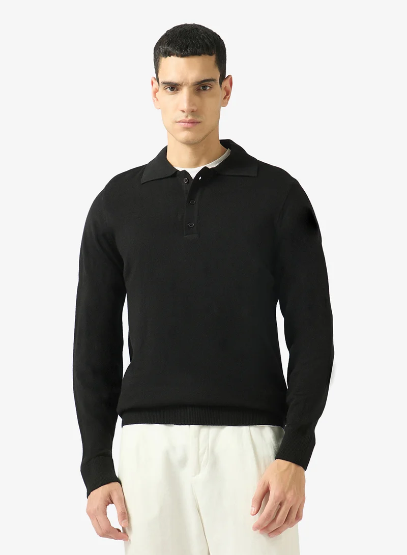 Robert Wood Casual Polo Neck Pullover Sweater