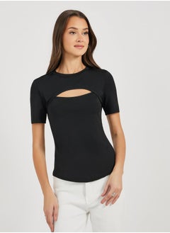 Styli Cut-Out Detail Fitted T-Shirt  - Image 3