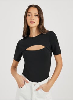 Styli Cut-Out Detail Fitted T-Shirt  - Image 1