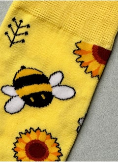 The Socks Hype Unisex Honeybee Socks for Men Women | Cotton Soft Comfortable Crew Socks | Perfect for 35-42 Sizes | Vibrant Bee Design for Nature Enthusiasts  - Image 2