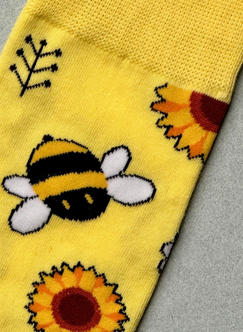 The Socks Hype Unisex Honeybee Socks for Men Women | Cotton Soft Comfortable Crew Socks | Perfect for 35-42 Sizes | Vibrant Bee Design for Nature Enthusiasts - Image 2