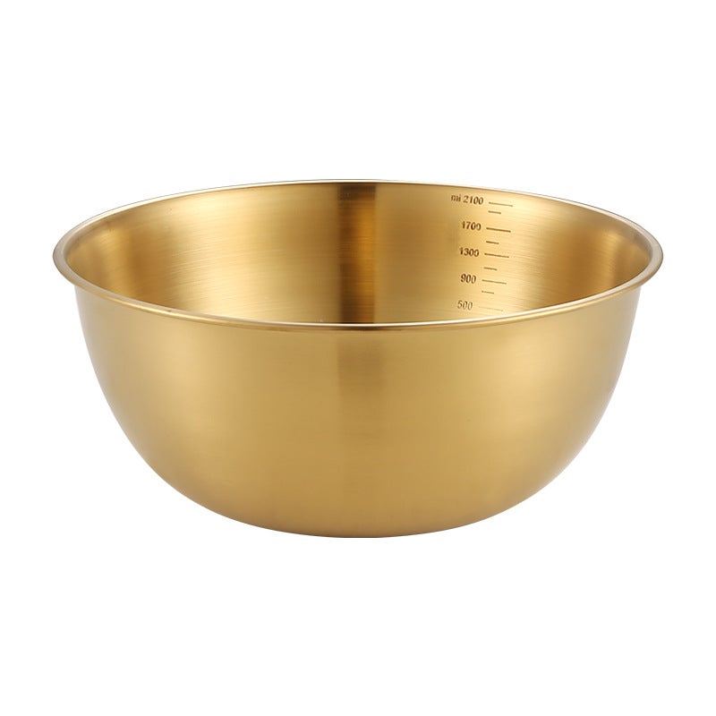 Korean-Style Stainless Steel Salad Bowl Multi-Use Cooking Basin Baking Scale Basin Golden Mixed Rice Cold Noodle Bowl Egg Basin - Image 1