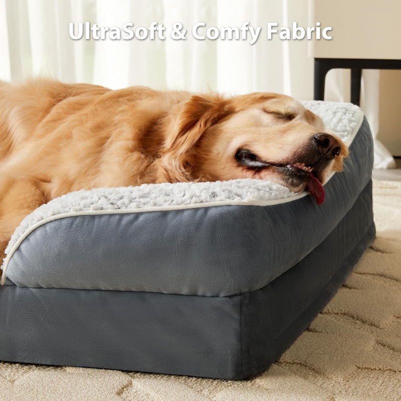 LEXTRO Orthopedic Dog Bed for Large Dogs, Egg Crate Foam Bed for Large Dogs, Equipped with Removable Waterproof Pillow Cover and Anti-Slip Bottom, Pet Bed - Image 3