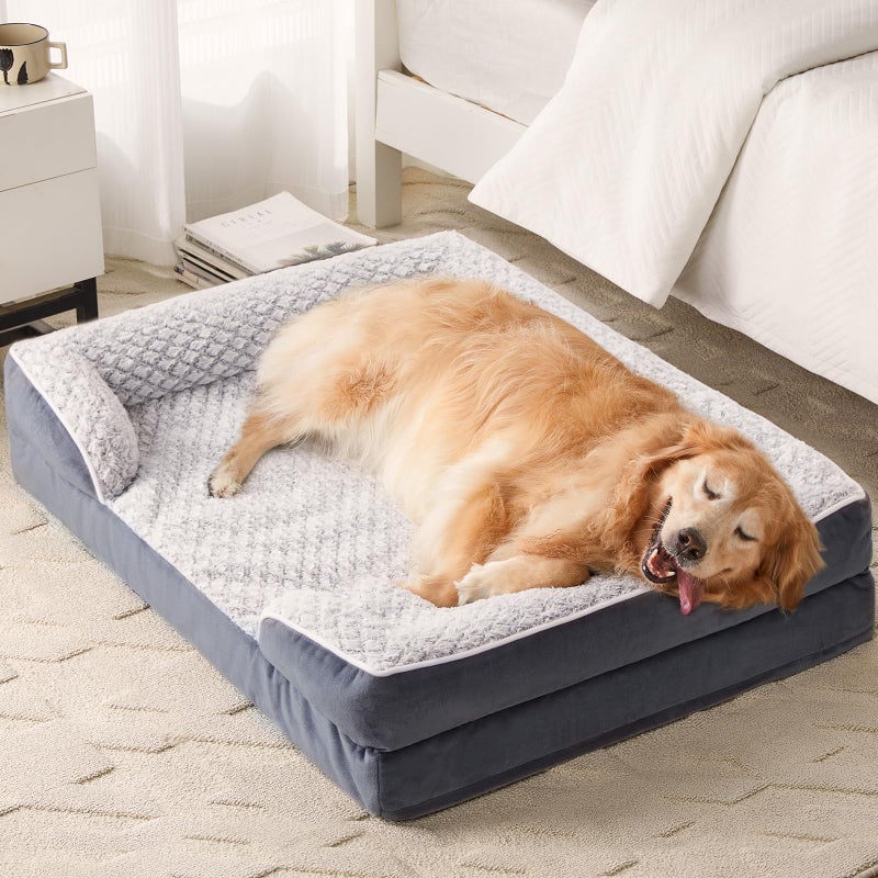 LEXTRO Orthopedic Dog Bed for Large Dogs, Egg Crate Foam Bed for Large Dogs, Equipped with Removable Waterproof Pillow Cover and Anti-Slip Bottom, Pet Bed - Image 1