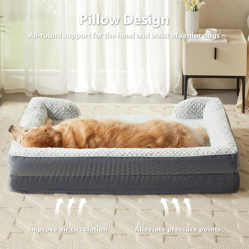 LEXTRO Orthopedic Dog Bed for Large Dogs, Egg Crate Foam Bed for Large Dogs, Equipped with Removable Waterproof Pillow Cover and Anti-Slip Bottom, Pet Bed - Image 2