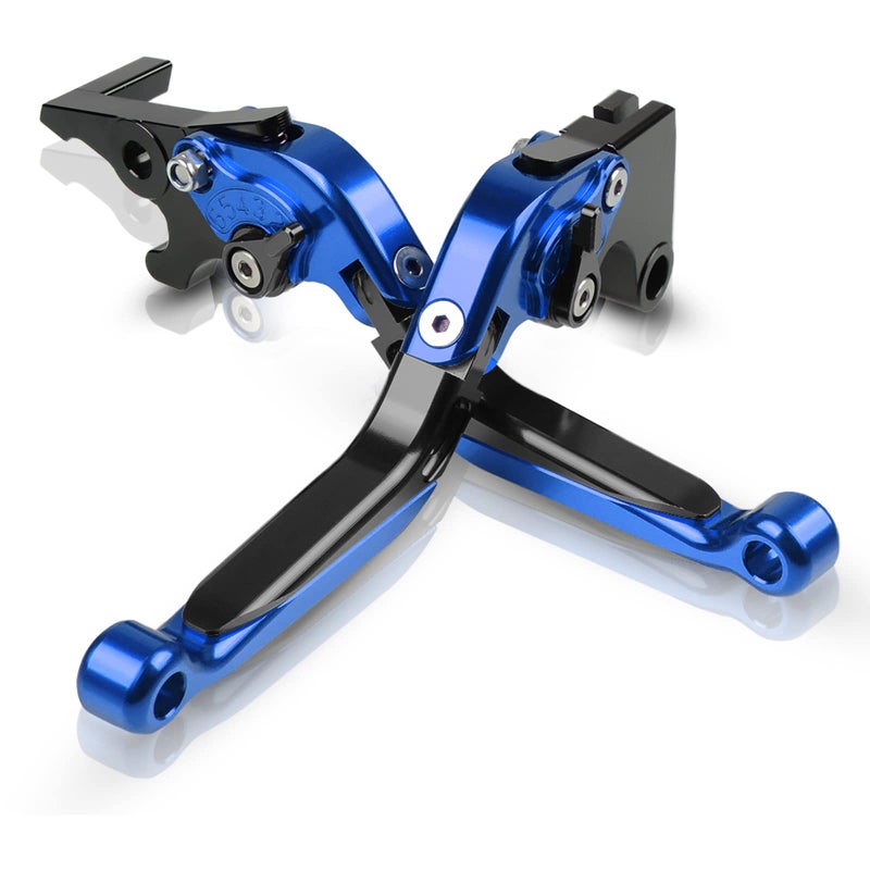 Generic LANQIAN Brake & Clutch Levers Set Foldable Extendable CNC for GSX-R1000 GSXR 1000 2009-2019 GSX-R600 GSXR 600 GSX-R750 GSXR 750 2011-2019 Blue+Black  - Image 1