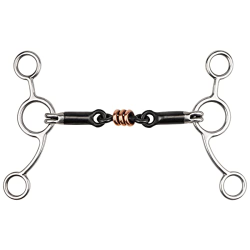 LNQ LUNIQI Stainless Horse Snaffle Western All Purpose Horse Snaffle Black Steel Double Jointed Mouth Snaffle Bit Wire Wrapped Mouth for Training Equestrian Equipment - Image 1