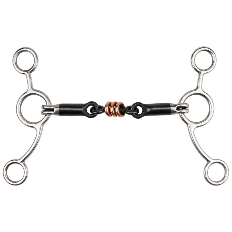 LNQ LUNIQI Stainless Horse Snaffle Western All Purpose Horse Snaffle Black Steel Double Jointed Mouth Snaffle Bit Wire Wrapped Mouth for Training Equestrian Equipment - Image 2