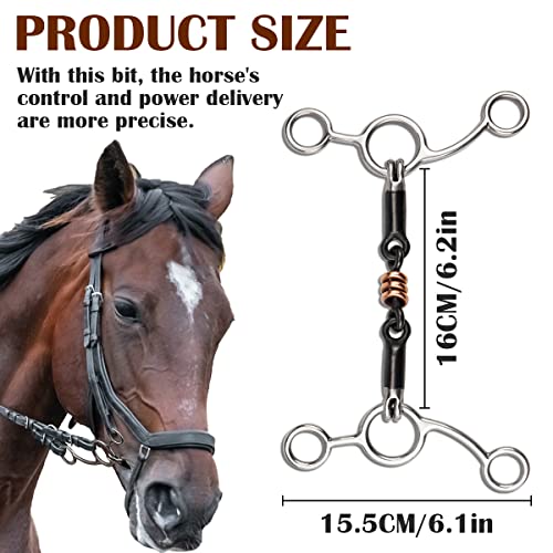 LNQ LUNIQI Stainless Horse Snaffle Western All Purpose Horse Snaffle Black Steel Double Jointed Mouth Snaffle Bit Wire Wrapped Mouth for Training Equestrian Equipment - Image 3