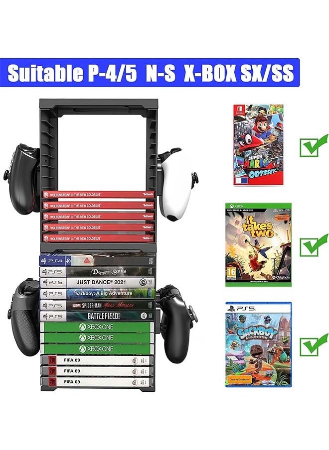 L&E Game Storage Tower Universal Video Game Storage,Game Card Box Holder Vertical Stand for 24 Games Storage ABS Stand Compatible with PS5 PS4 Xbox Nintendo Switch Games Gamer Gifts  - Image 3