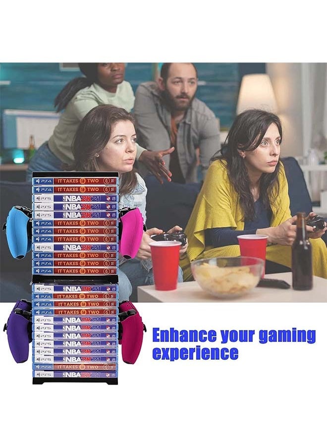 Game Storage Tower Universal Video Game Storage,Game Card Box Holder Vertical Stand for 24 Games Storage ABS Stand Compatible with PS5 PS4 Xbox Nintendo Switch Games Gamer Gifts