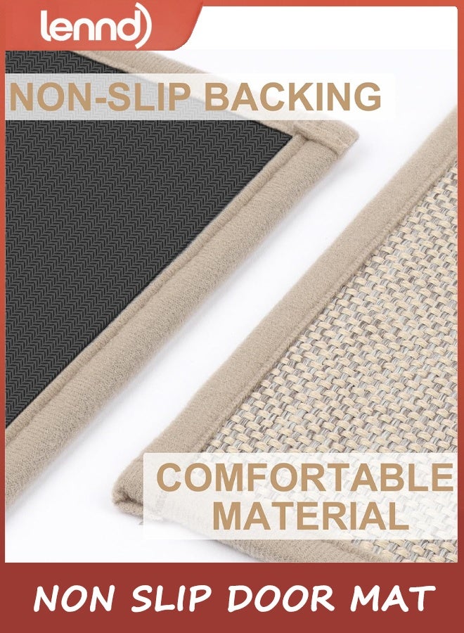 لينند سجادة باب LENND مقاس 45 × 70 سم، سجادة باب غير قابلة للانزلاق للمدخل الداخلي، سجادة باب داخلية بظهر مطاطي قابلة للغسل وماصة منخفضة الارتفاع للمدخل الأمامي ومقاومة للأوساخ، سجادة باب داخلية، لون كاكي - Image 2