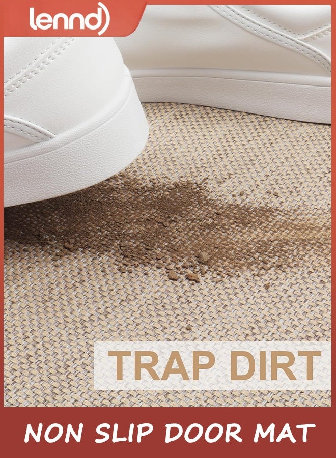 لينند سجادة باب LENND مقاس 45 × 70 سم، سجادة باب غير قابلة للانزلاق للمدخل الداخلي، سجادة باب داخلية بظهر مطاطي قابلة للغسل وماصة منخفضة الارتفاع للمدخل الأمامي ومقاومة للأوساخ، سجادة باب داخلية، لون كاكي - Image 4