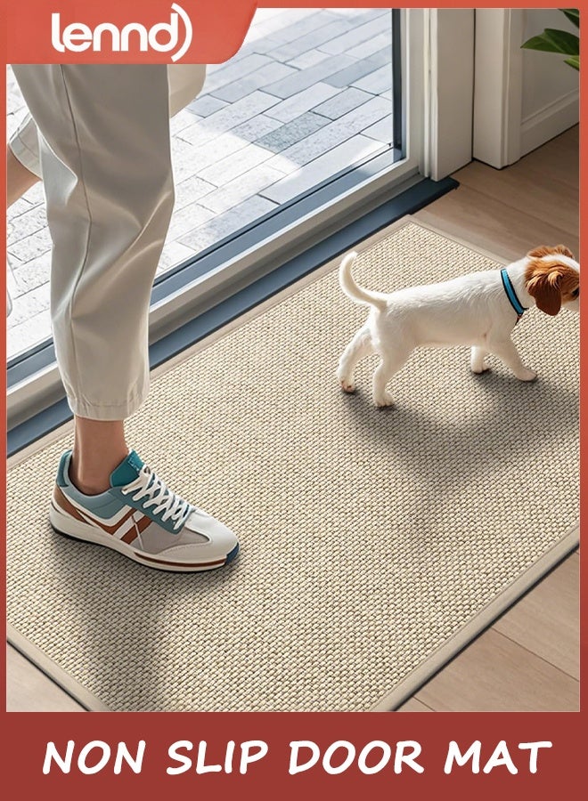 لينند سجادة باب LENND مقاس 45 × 70 سم، سجادة باب غير قابلة للانزلاق للمدخل الداخلي، سجادة باب داخلية بظهر مطاطي قابلة للغسل وماصة منخفضة الارتفاع للمدخل الأمامي ومقاومة للأوساخ، سجادة باب داخلية، لون كاكي - Image 1