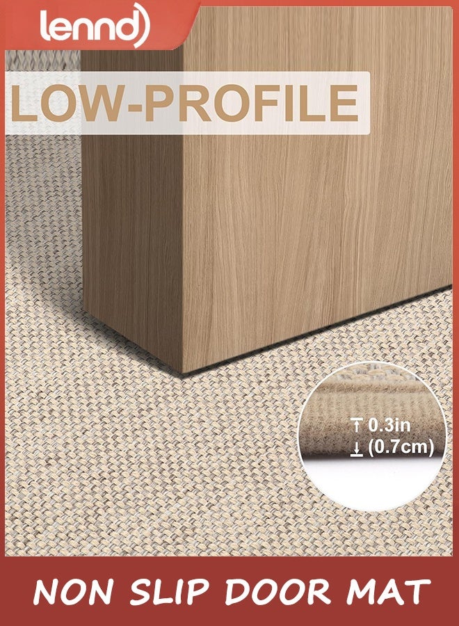 لينند سجادة باب LENND مقاس 45 × 70 سم، سجادة باب غير قابلة للانزلاق للمدخل الداخلي، سجادة باب داخلية بظهر مطاطي قابلة للغسل وماصة منخفضة الارتفاع للمدخل الأمامي ومقاومة للأوساخ، سجادة باب داخلية، لون كاكي - Image 5