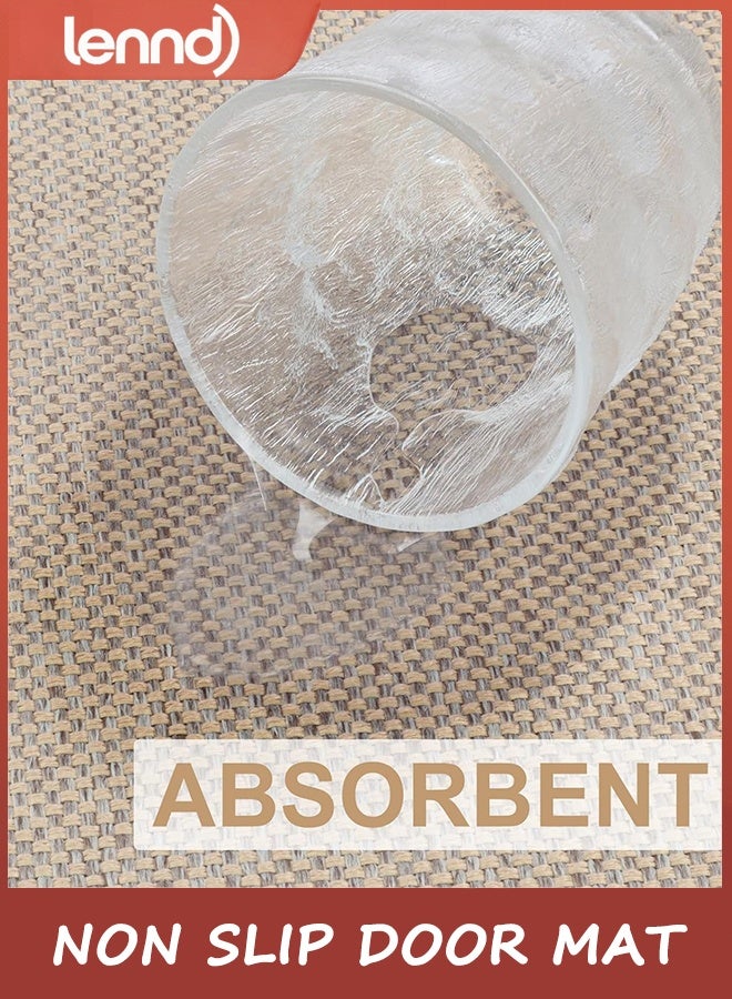 لينند سجادة باب LENND مقاس 45 × 70 سم، سجادة باب غير قابلة للانزلاق للمدخل الداخلي، سجادة باب داخلية بظهر مطاطي قابلة للغسل وماصة منخفضة الارتفاع للمدخل الأمامي ومقاومة للأوساخ، سجادة باب داخلية، لون كاكي - Image 3