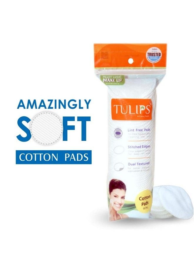 Tulips 50 Round Facial Cotton Pads In A Ziplock Bag (Pack Of 3); Made From 100% Pure Soft Cotton Best For Applying & Removing Makeup Safe For Sensitive Skin  - Image 3